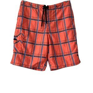 Hurley Orange Striped Board Shorts Men 34